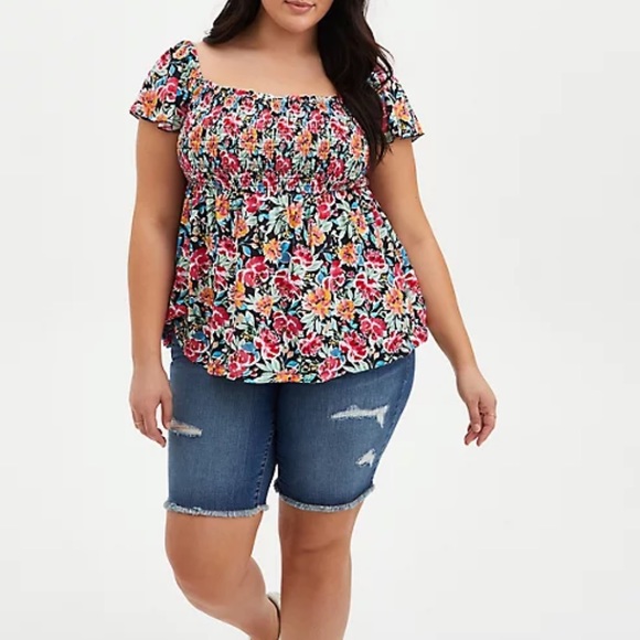 torrid Tops - Black Smocked Babydoll Top